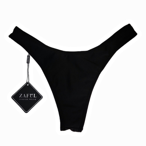 ZAFUL Black Cheeky Bikini Bottoms, Size S ~ NWT - Picture 2 of 8